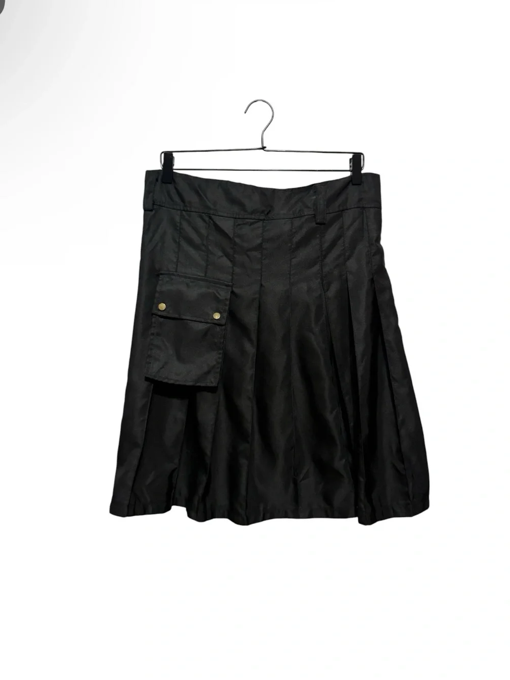 Black Pleated Utility Skirt with Side Pocket